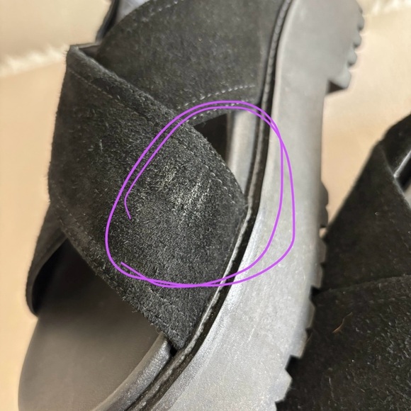 Leather Chunky Cross Strap Sandals black suede - Picture 14 of 15